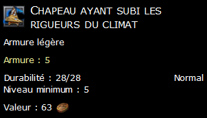 Chapeau ayant subi les rigueurs du climat