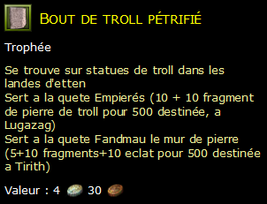 Bout de troll pétrifié