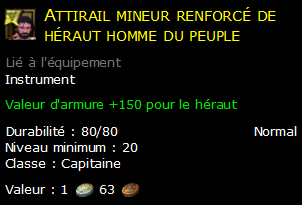 Attirail mineur renforcé de héraut homme du peuple