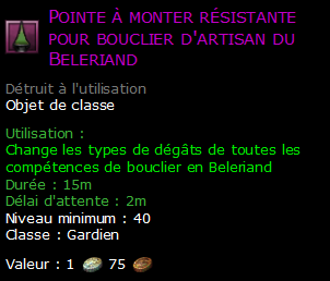 Pointe à monter résistante pour bouclier d'artisan du Beleriand