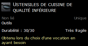 Ustensiles de cuisine de qualité inférieure