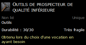 Outils de prospecteur de qualité inférieure