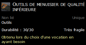 Outils de menuisier de qualité inférieure