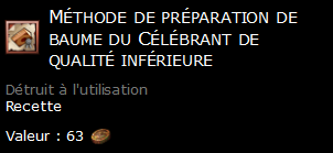 Méthode de préparation de baume du Célébrant de qualité inférieure