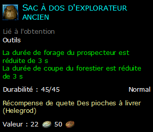 Sac à dos d'explorateur ancien