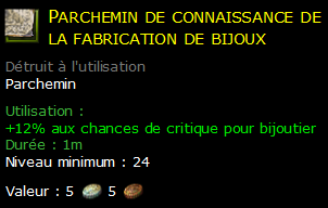 Parchemin de connaissance de la fabrication de bijoux