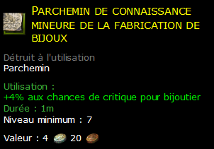 Parchemin de connaissance mineure de la fabrication de bijoux