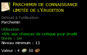 Parchemin de connaissance limitée de l'érudition