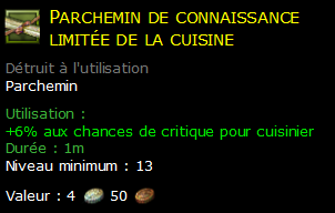 Parchemin de connaissance limitée de la cuisine