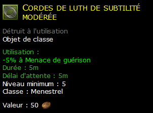 Cordes de luth de subtilité modérée