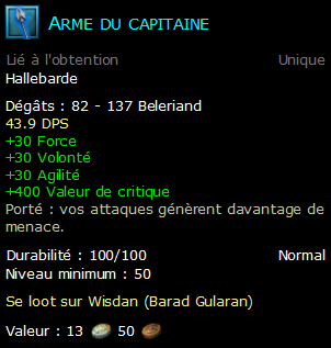 Arme du capitaine