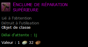 Enclume de réparation supérieure