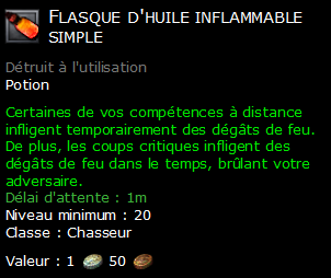 Flasque d'huile inflammable simple