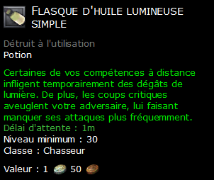 Flasque d'huile lumineuse simple