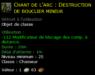 Chant de l'arc : Destruction de bouclier mineur