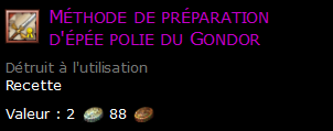 Méthode de préparation d'épée polie du Gondor