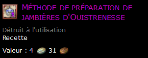 Méthode de préparation de jambières d'Ouistrenesse