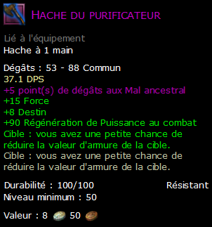 Hache du purificateur