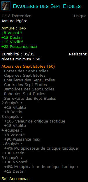 Epaulières des Sept Etoiles