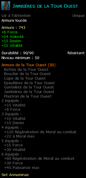 Jambières de la Tour Ouest