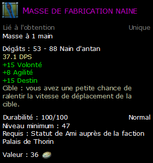 Masse de fabrication naine