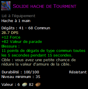 Solide hache de Tourment