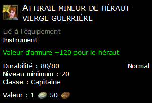 Attirail mineur de héraut vierge guerrière