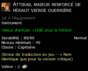 Attirail majeur renforcé de héraut vierge guerrière