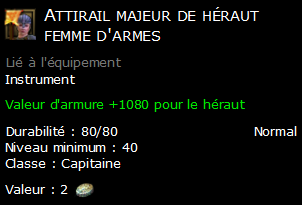 Attirail majeur de héraut femme d'armes