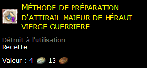 Méthode de préparation d'attirail majeur de héraut vierge guerrière