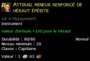 Attirail mineur renforcé de héraut épéiste