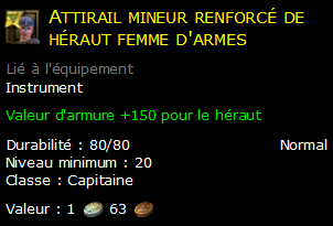 Attirail mineur renforcé de héraut femme d'armes