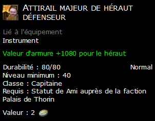 Attirail majeur de héraut défenseur