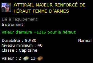 Attirail majeur renforcé de héraut femme d'armes