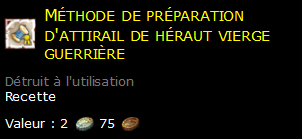 Méthode de préparation d'attirail de héraut vierge guerrière