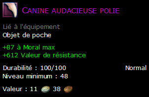 Canine audacieuse polie