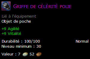 Griffe de célérité polie