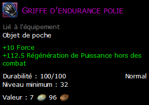 Griffe d'endurance polie