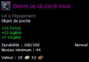 Griffe de célérité polie