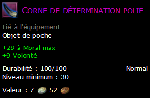 Corne de détermination polie