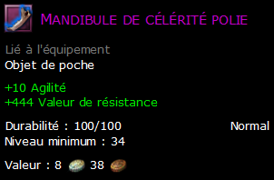 Mandibule de célérité polie