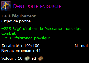 Dent polie endurcie