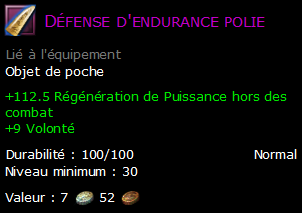 Défense d'endurance polie