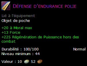 Défense d'endurance polie