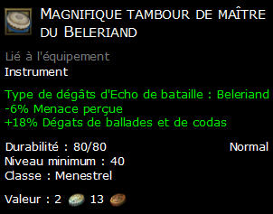 Magnifique tambour de maître du Beleriand