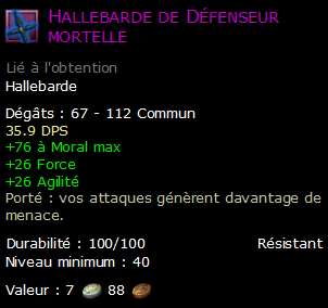 Hallebarde de Défenseur mortelle