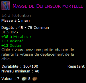 Masse de Défenseur mortelle