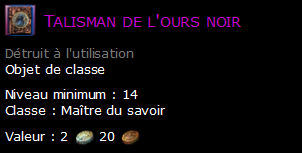 Talisman de l'ours noir