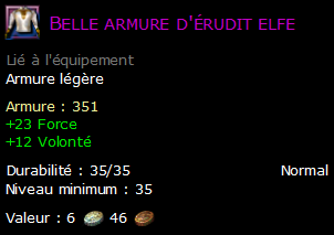 Belle armure d'érudit elfe