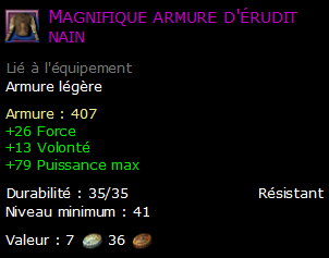 Magnifique armure d'érudit nain